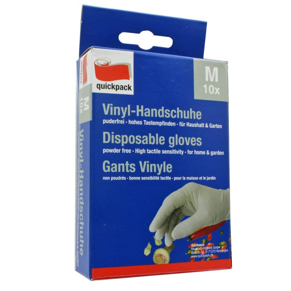 Les gants en vinyle blanc dans un pack de 10, taille M.