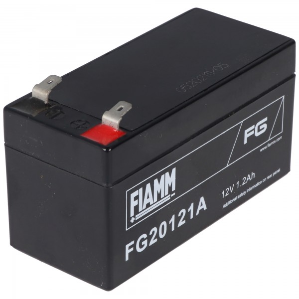 Fiamm FG20121A 12V 1.2Ah Dimensions 97,0 x 42 x 59,0 mm, 4,8 mm Contacts de prise Faston
