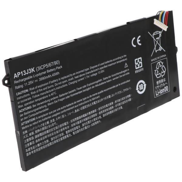Batterie adaptée pour ACER Chromebook 11 C720, C740, Li-Polymer, 11.4V, 3920mAh, 44.7Wh