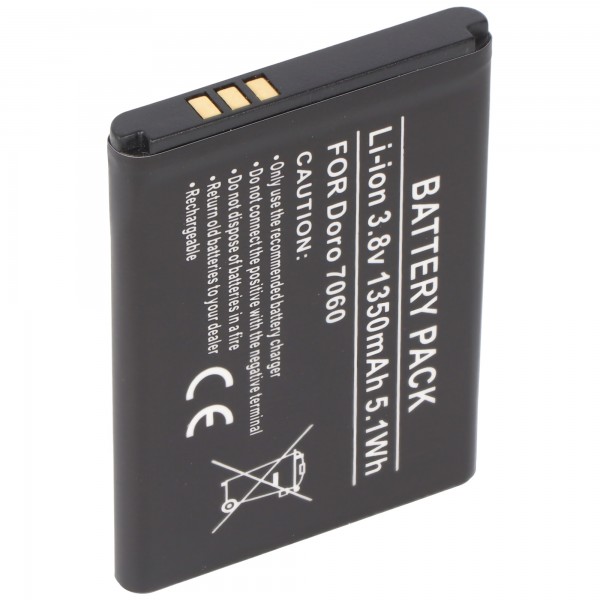 Batterie adaptée pour Doro 7060, Li-ion, 3.8V, 1350mAh, 5.1Wh