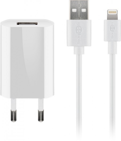 Kit de charge Goobay Apple Lightning (5 W) - adaptateur secteur avec câble Apple Lightning, 1 m, blanc