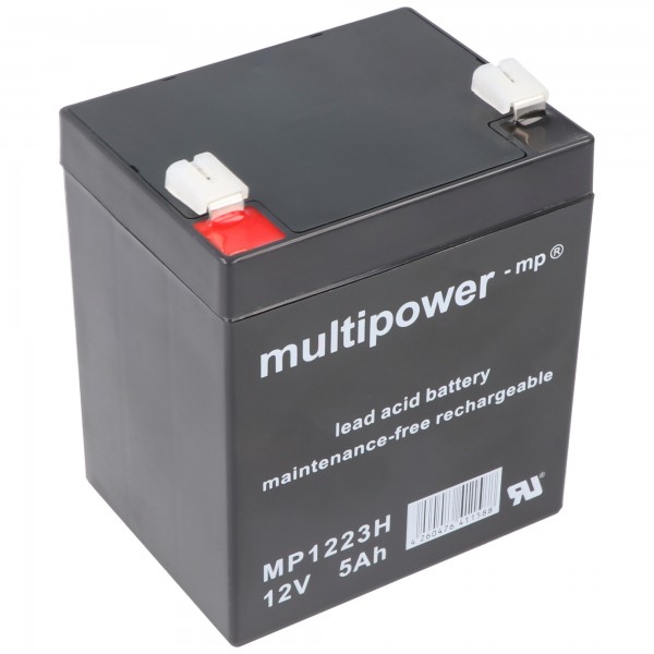 Batterie au plomb à courant élevé Multipower MP1223H avec contact à fiche Faston de 6,3 mm