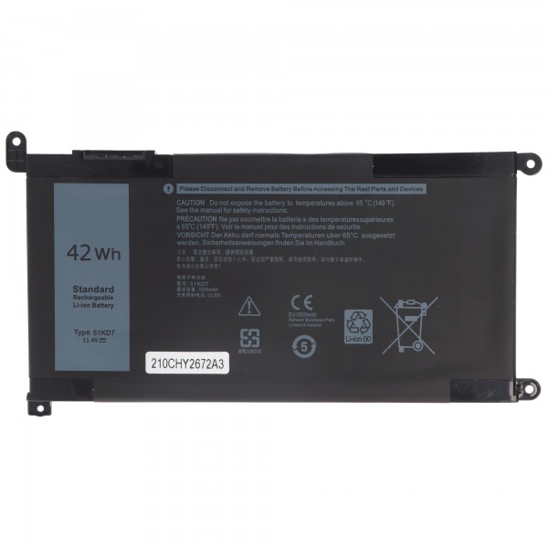 Batterie adaptée pour Dell ChromeBook 3180, Li-Polymer, 11.4V, 3684mAh, 42Wh