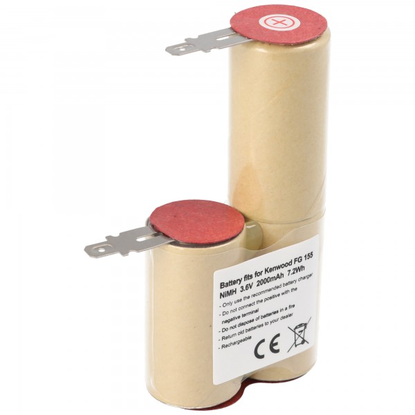Batterie de remplacement (KR325) pour râpe à fromage électrique 3.6 Volt 2500mAh Kenwood, FG-155, FG-155