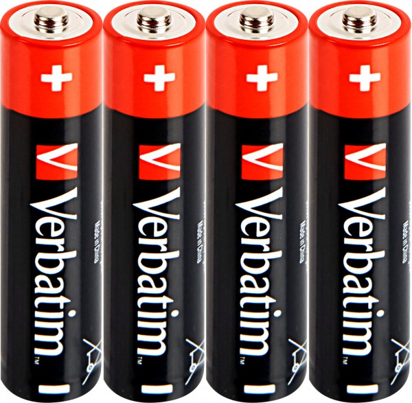 Pile alcaline Verbatim, micro, AAA, LR03, 1,5 V Premium, film rétractable (paquet de 4)