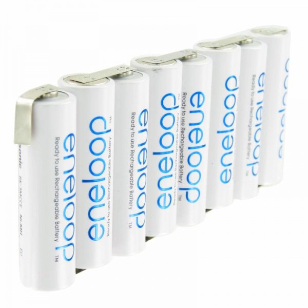 eneloop Pack de batteries F1x8, 8 / BK-3MCCE de 9,6 volts avec étiquette de soudure