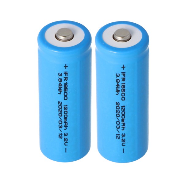 2 pièces de batterie adaptéees à la batterie solaire au lithium-phosphate Duracell 18500 Li-FePo4 avec 3,2 volts et 1000 mAh, 17,5 x 48 mm