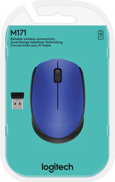 Logitech Mouse M171, sans fil, optique bleue, 1000 dpi, 3 boutons, vente au détail