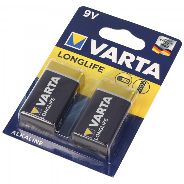Varta Batterie Alkaline E-Block 6LP3146 9V Longlife Power Retail Blister (2-Pack)