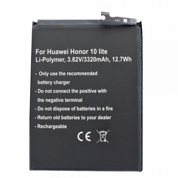 Batterie pour Huawei Honor 10 lite, Li-Polymer, 3.82V, 3320mAh, 12.7Wh, intégrée, sans outil