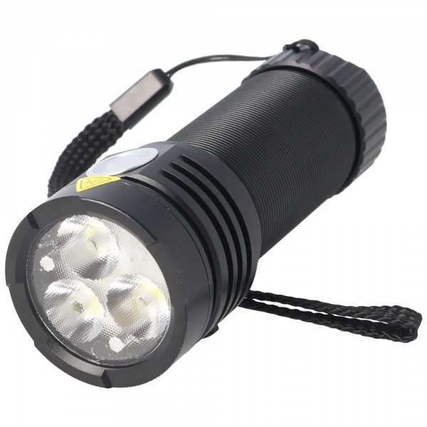 Lampe de poche LED longue portée avec batterie, avec dragonne