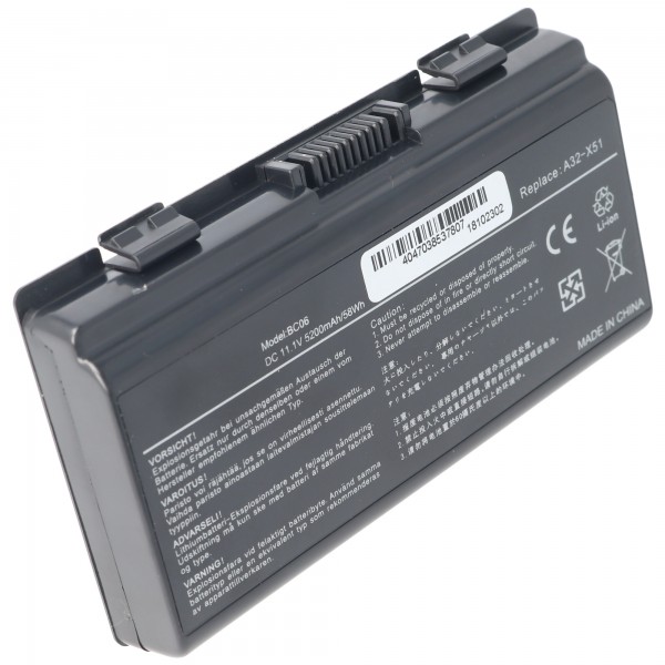 Batterie de remplacement pour batterie Asus A32-X51 ASUS T12, X51H, 5200mAh