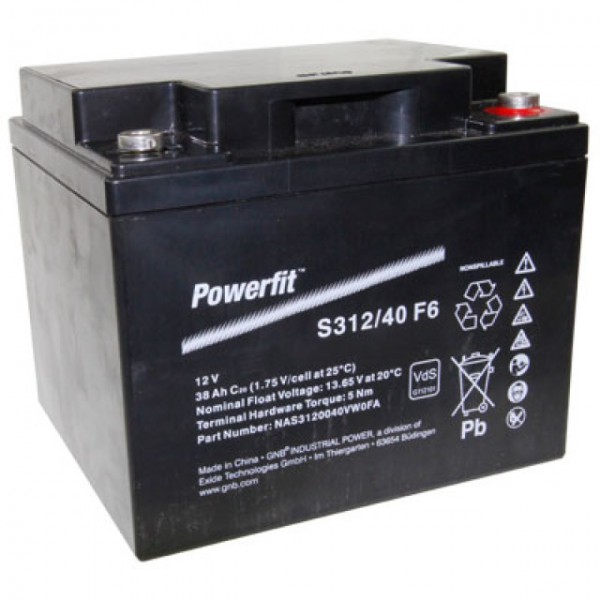 Batterie plomb Exide Powerfit S312 / 40F6 avec connexion à vis M6 12V, 38000mAh