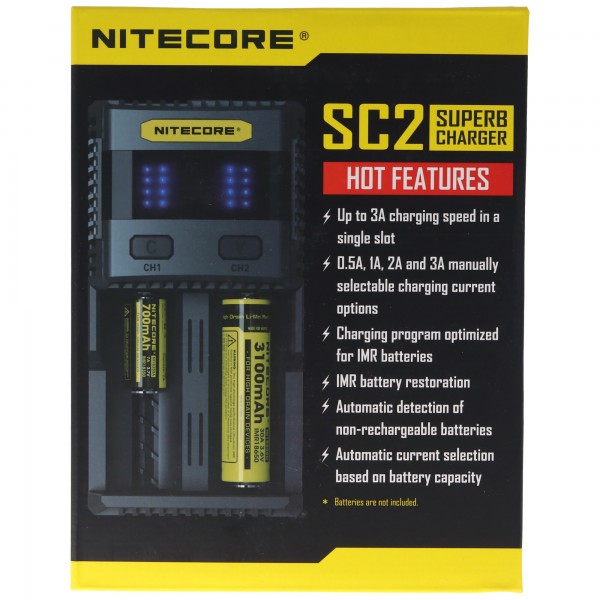 Nitecore SC2 chargeur rapide à 2 vitesses avec max. Courant de charge 3A