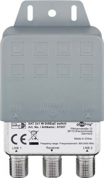 Commutateur Goobay DiSEqC 2x1 - avec capot de protection contre les intempéries