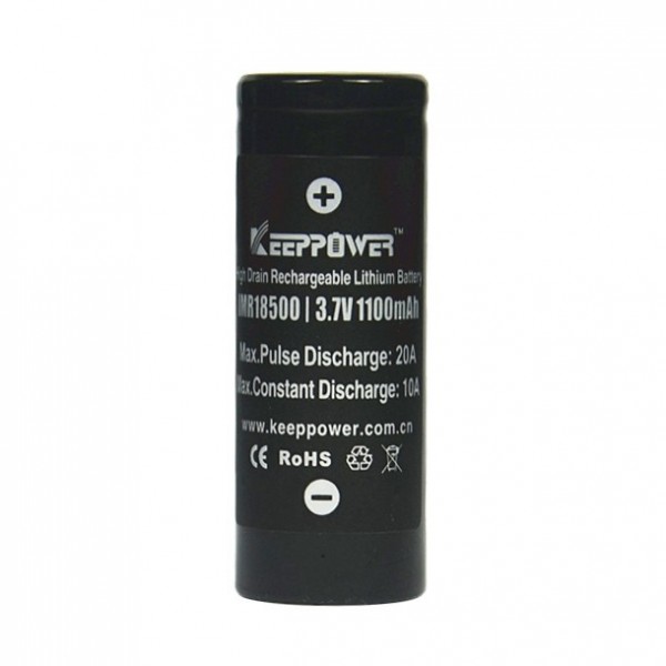 Keeppower IMR18500 - batterie Li-ion de 3,7 V (10 A), 1 100 mAh