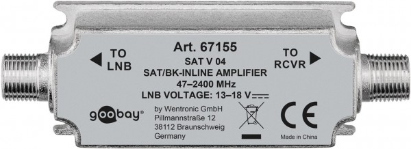 Amplificateur d'antenne Goobay SAT/BK 47 MHz - 2400 MHz - amplificateur à courte portée pour amplifier les signaux