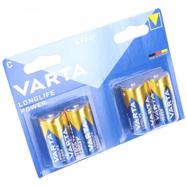 Batterie alcaline Varta, bébé, C, LR14, alimentation longue durée 1,5 V, blister de vente au détail (paquet de 4)
