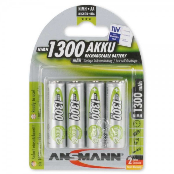 Batterie Ansmann NiMH Mignon 1300mAh, blister 4 pièces