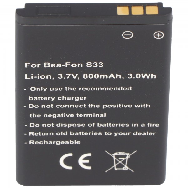 Batterie adaptéee pour batterie Li-ion Bea-Fon S33 3,7 Volt 800mAh