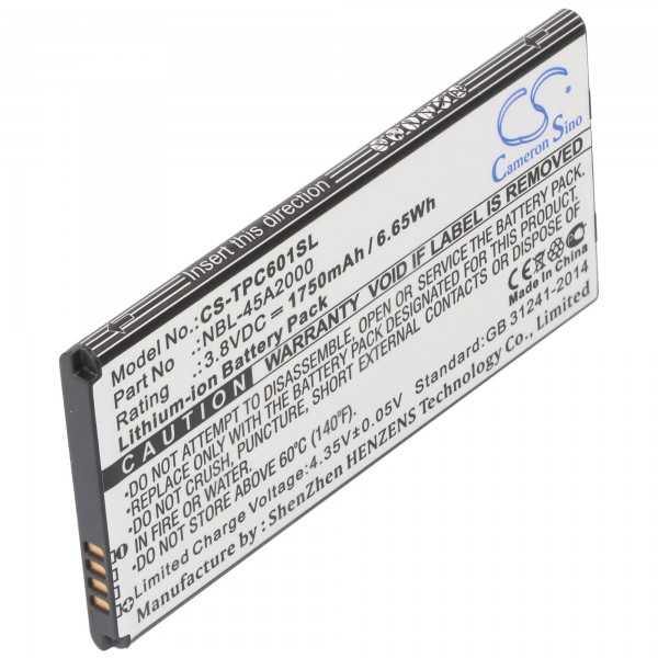 Batterie pour Neffos C5L et autres tels que NBL-45A2000, 1750mAh