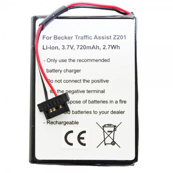 Batterie adaptable sur Becker Traffic Assist Z201, S30, 338937010150