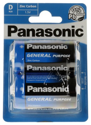 Charbon de zinc zinc monobloc à usage général Panasonic R20 2