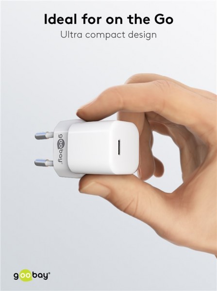 Goobay Chargeur rapide USB-C™ PD Nano (20 W) blanc - 1x port USB-C™ (Power Delivery) - blanc