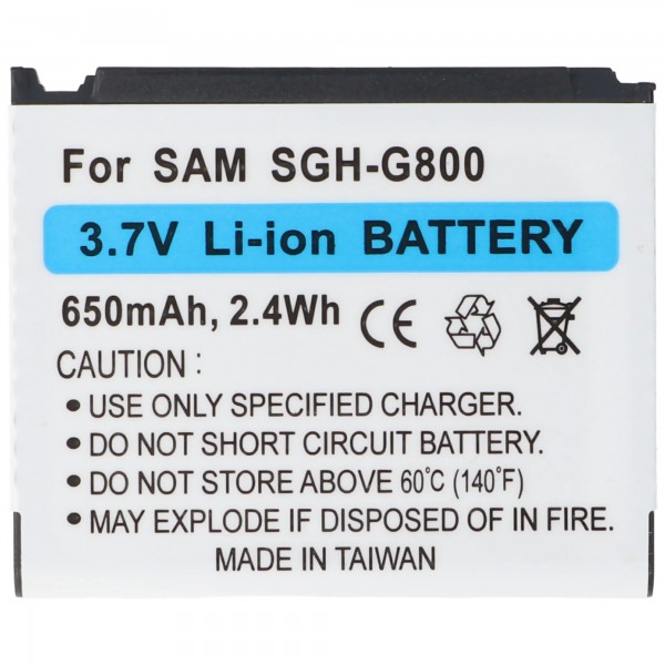 Batterie pour Samsung SGH G800, Li-ion, 3.7V, 650mAh, 2.4Wh
