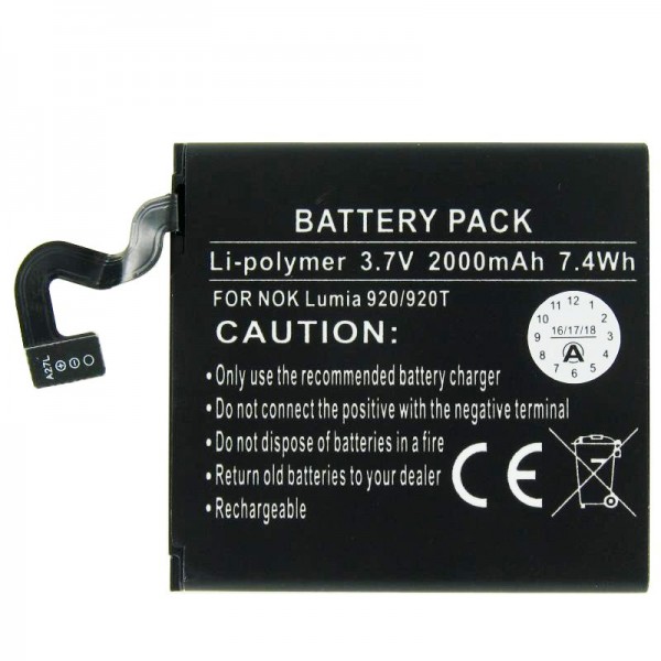 Batterie compatible pour Nokia Lumia 920 type BP-4GW