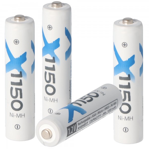 XC 1150mAh Micro AAA rechargeable Ni-MH 1,2 volt 4 pack incl