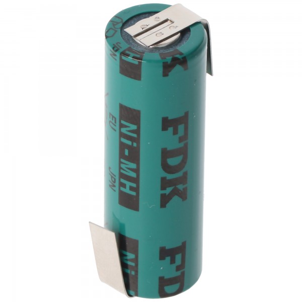 Batterie 4 / 5AA NiMH FDK 1.2 volts 1100mAh avec étiquettes à souder en forme de Z, version industrielle Flattop 43x14.2mm