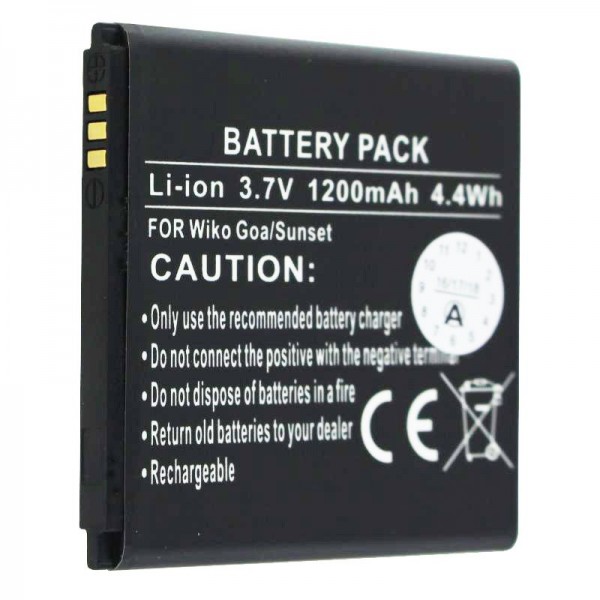 Batterie AccuCell compatible avec la batterie de téléphone portable Wiko Goa, Wiko Sunny, Pile Sunset S104-K42000-014, Wiko 2502