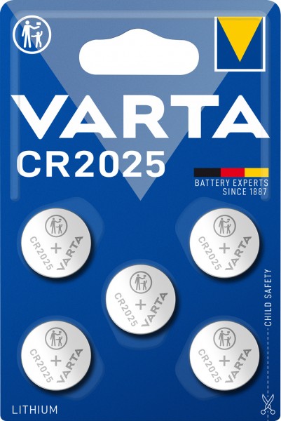 Batterie au lithium Varta, pile bouton, CR2025, électronique 3V, blister de vente au détail (paquet de 5)