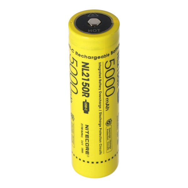 Batterie Nitecore Li-Ion type 21700 - 5000mAh NL2150R avec prise de charge USB intégrée