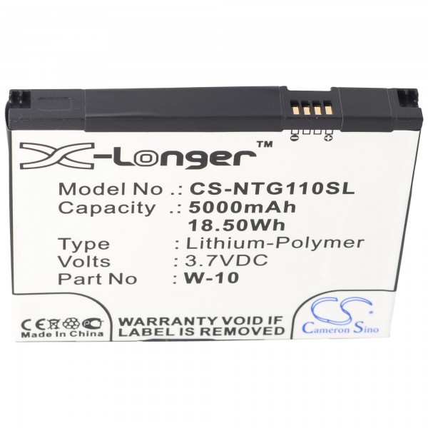 Batterie adaptéee pour Netgear MR1100, Netgear 308-10019-01, Netgear W-10, W-10A, Netgear NightHawk M1, 1ICP4 / 54 / 72-2 3,7 Volt 5000mAh 78,5 mm x 62,25 mm x 9,3 mm