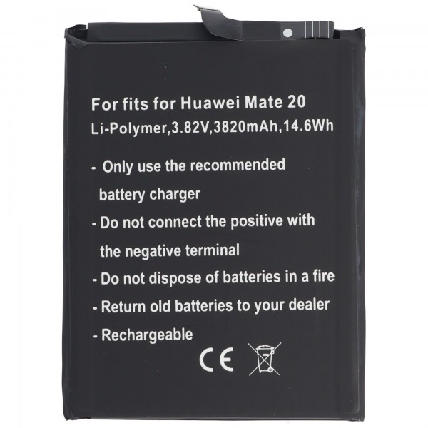 Batterie pour Huawei Mate 20, Li-Polymer, 3.82V, 3820mAh, 14.6Wh, intégrée, sans outil