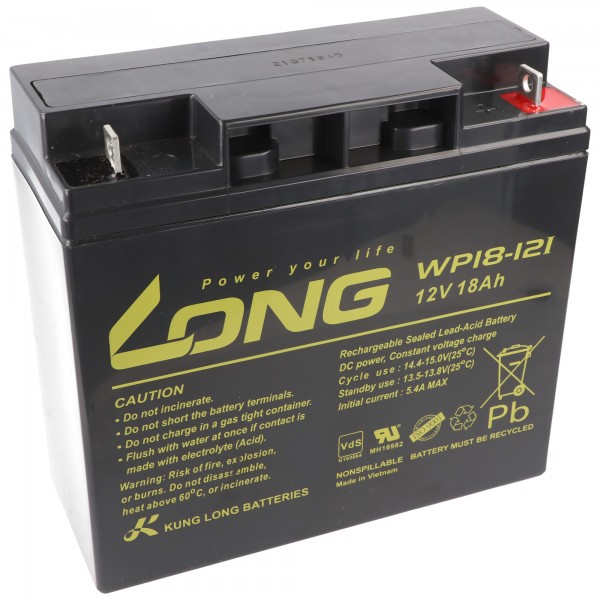 Kung Long Batterie WP18-12I 12 Volts 18 Ah 181x76x167mm M5 Pôle Plat
