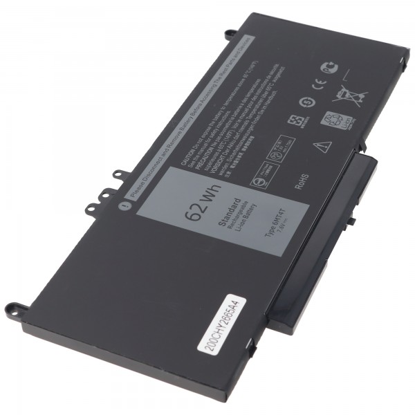 Batterie pour Dell Latitude E5470, E5570, Li-Polymer, 7.4V, 6890mAh, 51.0Wh, intégrée, sans outils