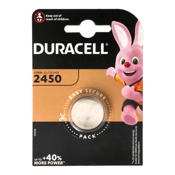 Duracell DL2450 Pile Lithium IEC CR2450, 3 Volts 486mAh