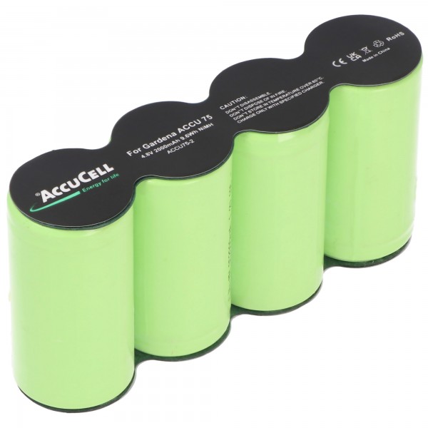 Accu75 batterie adaptée pour Gardena ACCU 75 avec Faston 2.8 et 4.8mm