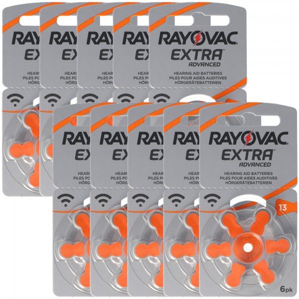 Batterie pour aides auditives 60 pièces Varta HA13, IEC PR48, 4606 945 406, Piles auditives acoustiques Rayovac