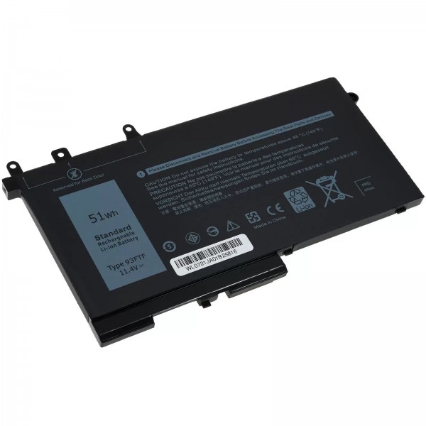 Batterie standard adaptée pour ordinateur portable Dell Latitude 5480, 5490, type 4YFVG etc. - 11,4 V - 4500 mAh
