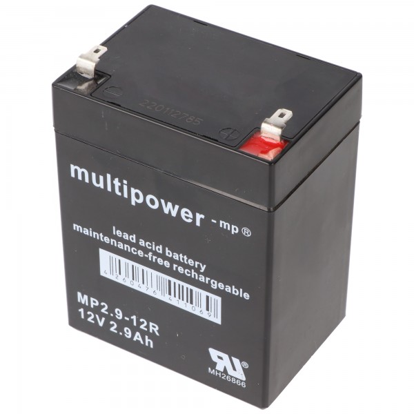 Batterie au plomb MultiPower MP2,9-12R avec Faston 4.8mm 12V, 2900mAh