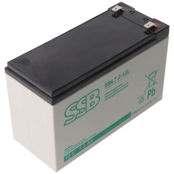 Batterie au plomb Faston SSB SBL7.2-12L 12V 7.2Ah 6.3mm Batterie au plomb AGM