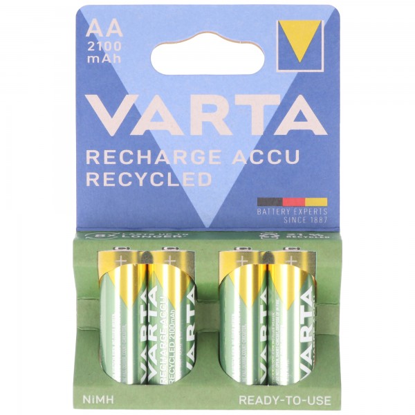 Batterie Varta NiMH, Mignon, AA, HR06, 1.2V/2100mAh Accu Recycled, Pre-Charged, Retail Blister (4-Pack)