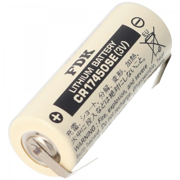 Batterie au lithium Sanyo CR17450SE taille A, avec patte à souder en forme de U