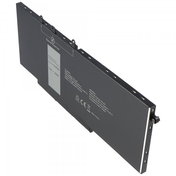 Batterie pour Dell Latitude 5480, 5490, Li-Polymer, 7.6V, 8950mAh, 68Wh, intégrée, sans outil