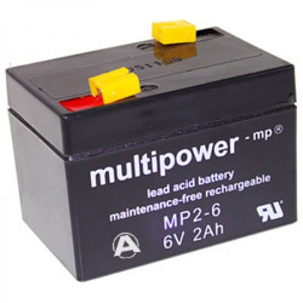 Batterie PB Multipower MP2-6, 6 Volt 2000mAh, connexion 4,8m