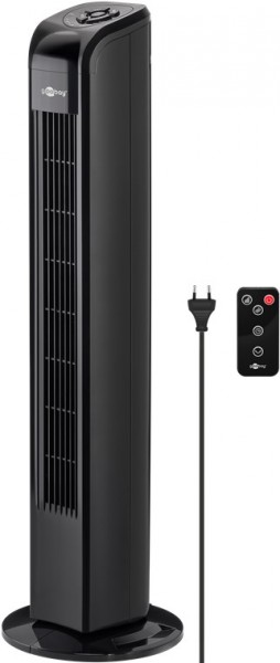 Ventilateur tour Goobay avec télécommande Noir - ventilateur colonne oscillant et silencieux avec câble d'alimentation